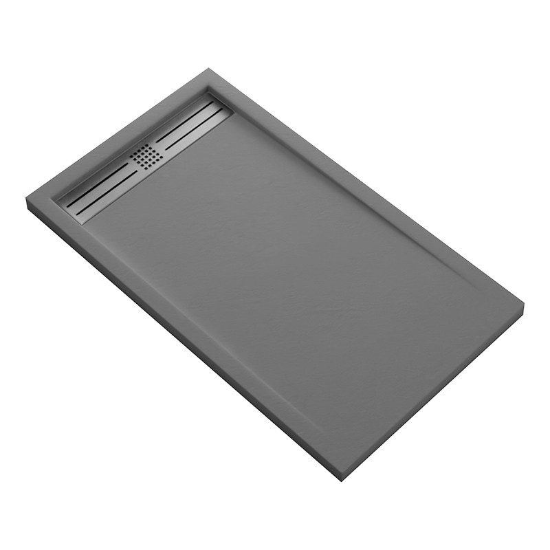 Veroni receveur de douche plat en pierre composite elite gris 160x90x3cm