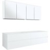 Meuble 4 tiroirs+ lavabo sous encastrer gauche Tenso 180cm sans trou robinet coloris blanc avec armoire toilette