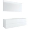 Meuble 4 tiroirs+ lavabo sous encastrer gauche tenso 160cm sans trou robinet coloris blanc avec miroir