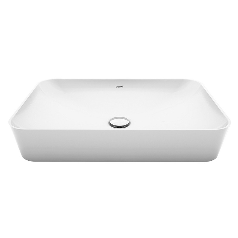 Creavit lavabo céramique rectangle sans trou robinet 60x40cm blanc mat