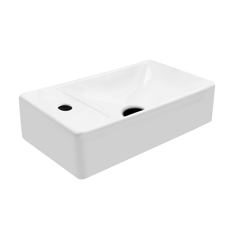 Aloni fontaine céramique lavabo blanc avec trou robinet à gauche