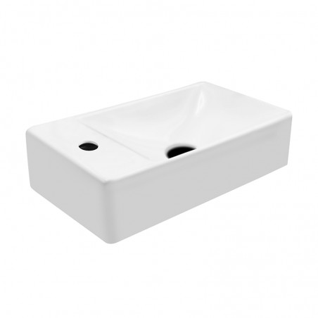 Aloni fontaine céramique lavabo blanc avec trou robinet à gauche