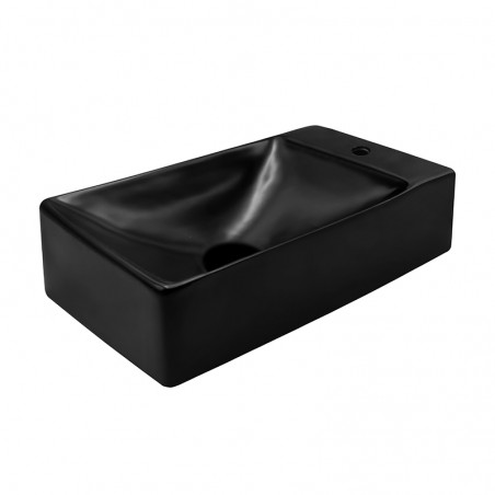 Aloni fontaine céramique lavabo noir mat avec trou robinet à droite