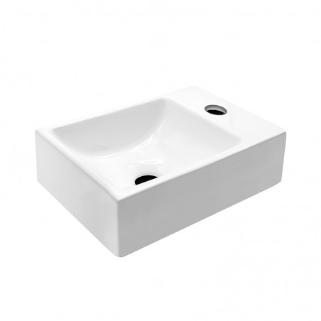 Aloni lavabo céramique blanc avec trou robinet à droite 30.5x19x10.5cm