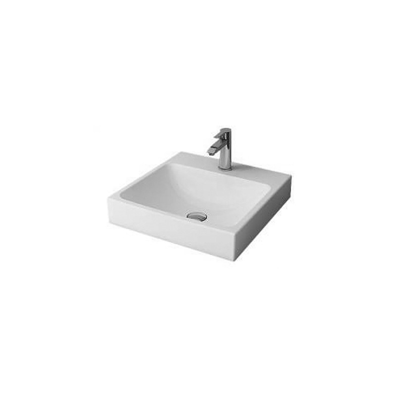 Bocchi scalae design lavabo avec trou robinet 485x480 blanc mat