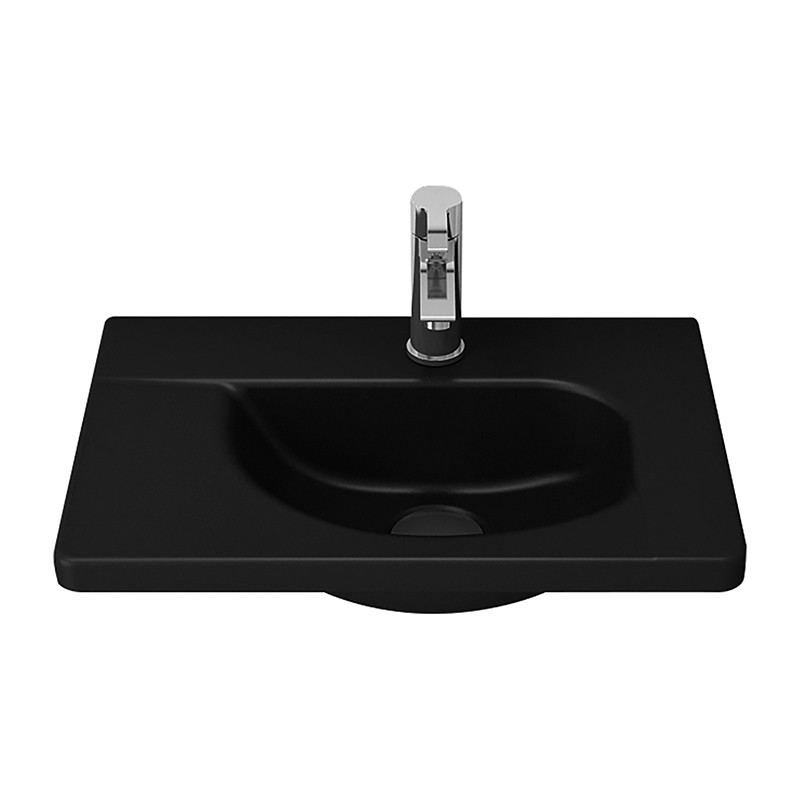 Bocchi taormina design lavabo avec trou robinet 445x310 noir mat