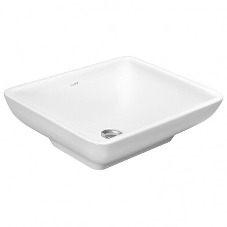 Creavit lavabo céramique rectangle blanc sans trou robinet 50x40cm