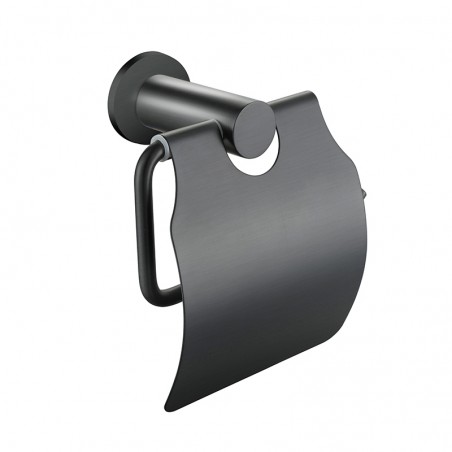 Aloni porte-rouleau de toilette avec valve gris metal