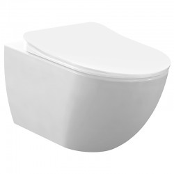Creavit wc suspendu design blanc avec douchette en acier inoxydable (bidet), rimoff, fixation cachée