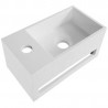 Veroni solid surface lavabo porte-serviette blanc avec trou pour robinet à gauche 35.8×20.5×15.7cm