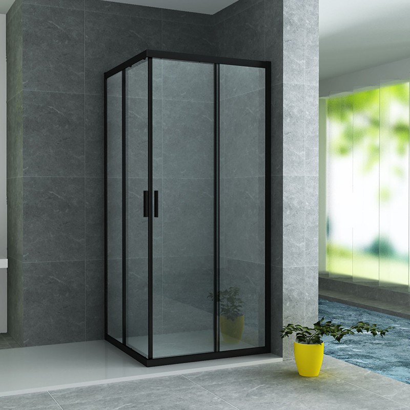 Aloni entree d'angle de douche noir 80x80x195cm