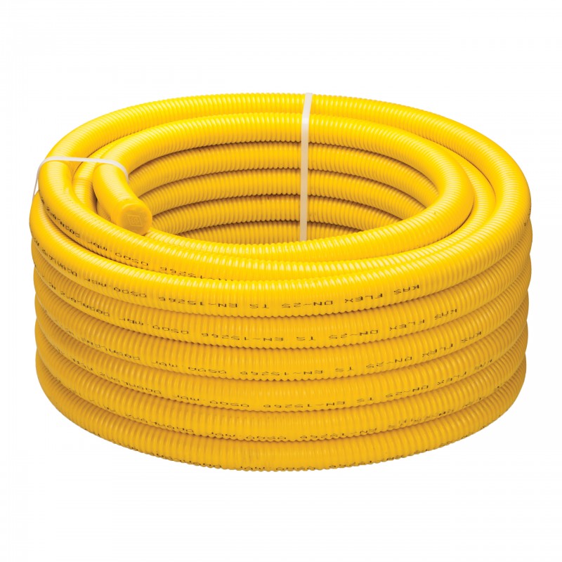 Belrad inox dn20x100m tuyau PLT ondule en rouleau gaine jaune