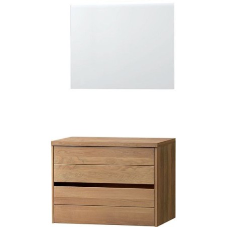 Meuble coloris chêne massif 90cm pour à poser avec miroir