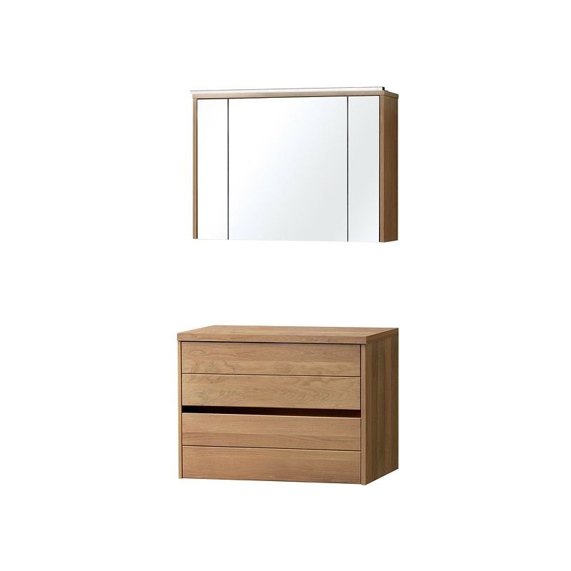 Meuble coloris chêne massif 90cm pour à poser avec armoire toilette