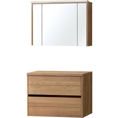 Meuble coloris chêne massif 90cm pour à poser avec armoire toilette