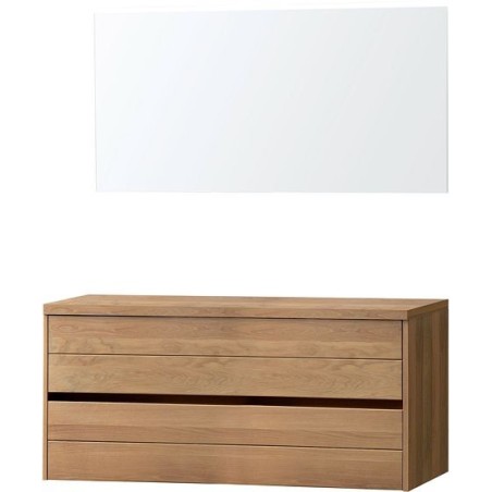 Meuble coloris chêne massif 140cm pour à poser avec miroir