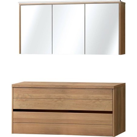 Meuble coloris chêne massif 140cm pour à poser avec armoire toilette