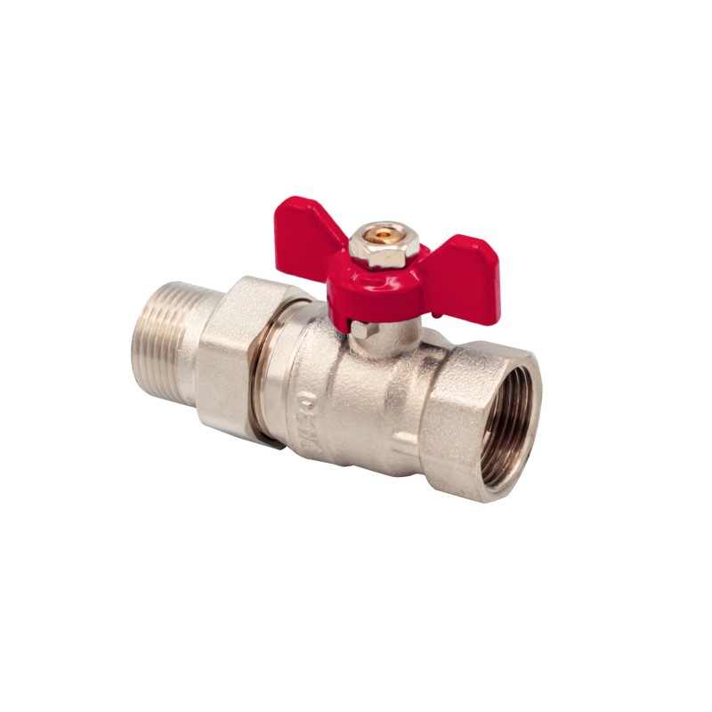 Belrad vanne a bille avec raccord union MF 3/4 rouge