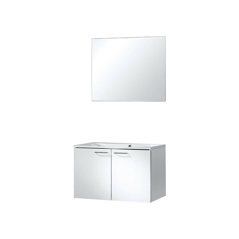 Meuble Bizzy 80/80 avec miroir 80 coloris blanc