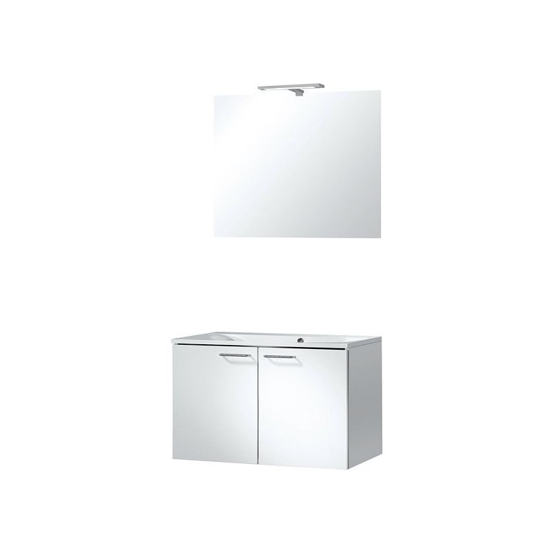 Meuble Bizzy 80/80 avec miroir 80 avec éclairage coloris blanc