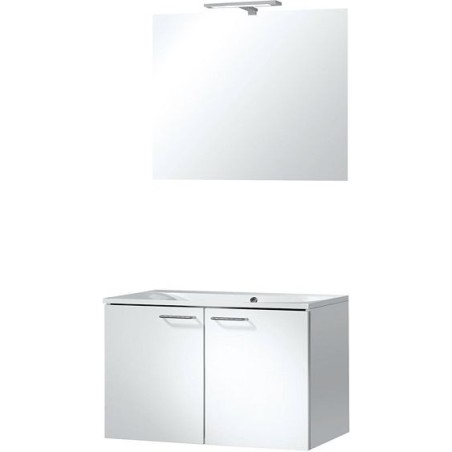 Meuble Bizzy 80/80 avec miroir 80 avec éclairage coloris blanc