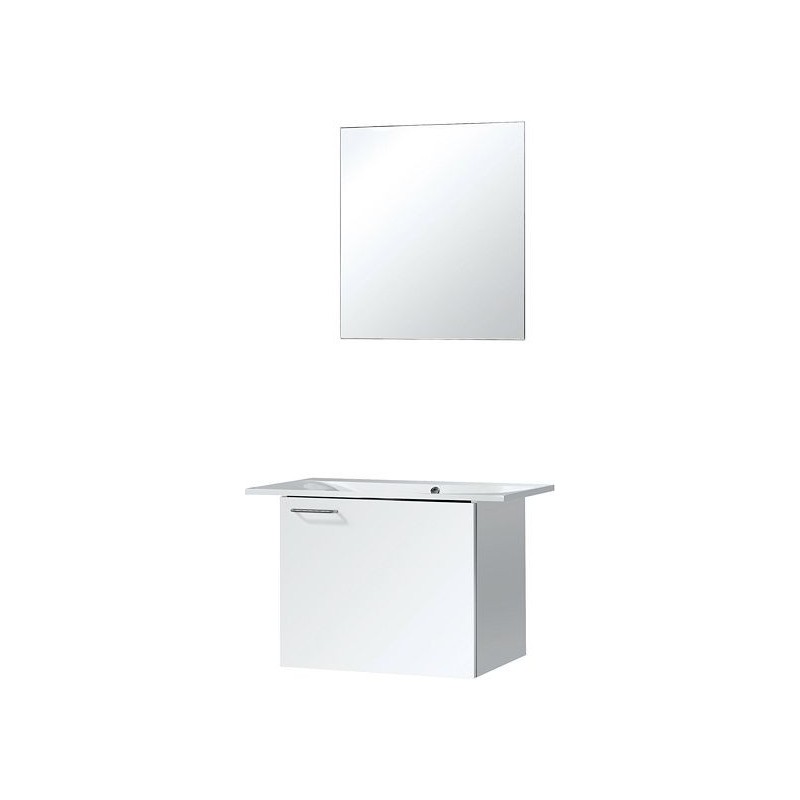 Meuble Bizzy 80/60 avec miroir 60 coloris blanc