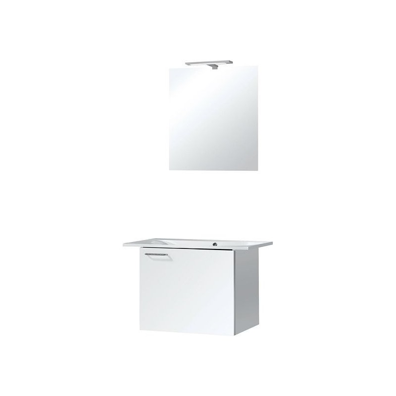 Meuble Bizzy 80/60 avec miroir 60 avec éclairage coloris blanc