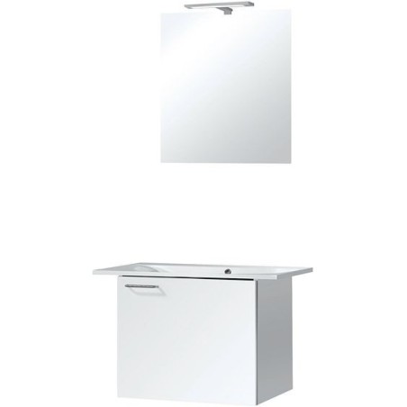 Meuble Bizzy 80/60 avec miroir 60 avec éclairage coloris blanc