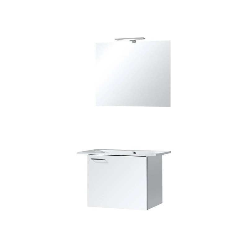 Meuble Bizzy 80/60 avec armoire toilette 80 avec éclairage coloris blanc