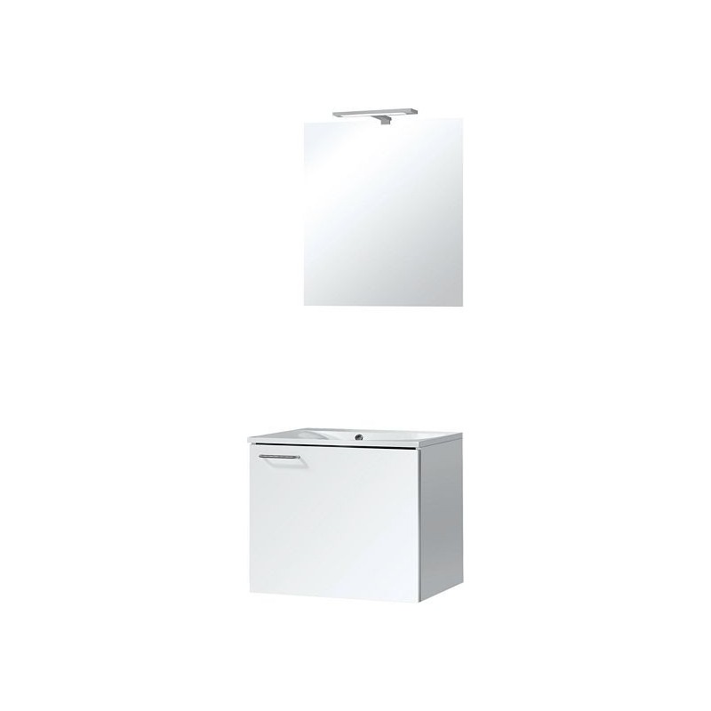 Meuble Bizzy 60/60 avec miroir 60 avec éclairage coloris blanc