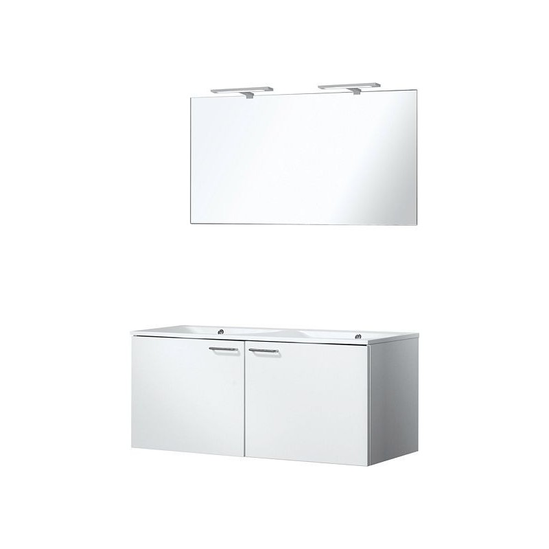 Meuble Bizzy 120/120 avec miroir 120 avec éclairage coloris blanc