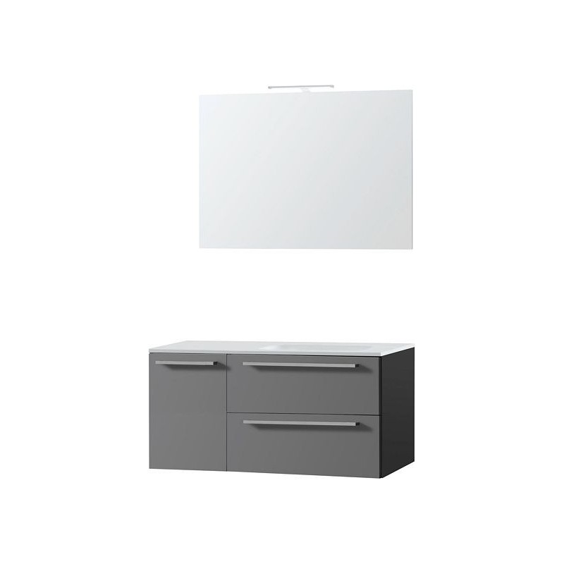 Meuble combo uni coloris ardoise 105 droite solid avec miroir 100