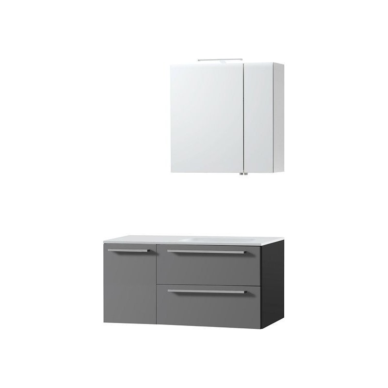 Meuble combo uni coloris ardoise 105 droite solid avec armoire toilette 60
