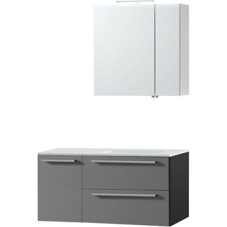 Meuble combo uni coloris ardoise 105 droite solid avec armoire toilette 60