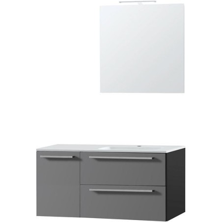 Meuble combo uni coloris ardoise 105 droite marbre synthétique avec miroir