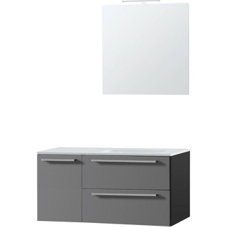 Meuble combo uni coloris ardoise 105 droite marbre synthétique avec armoire toilette 70