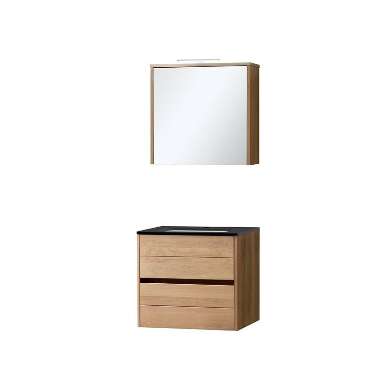 Meuble Combo coloris chêne massif 70 bleue belge avec armoire toilette