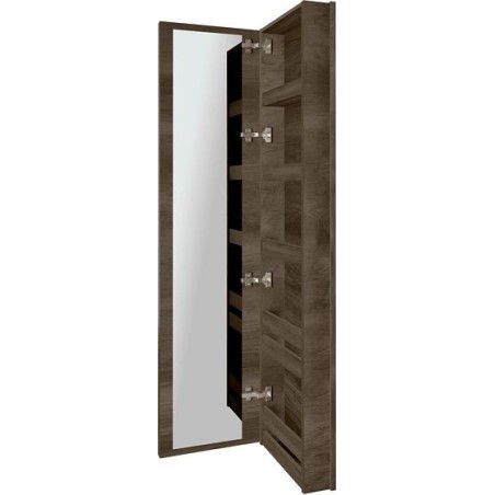 Commode miroir Coffee étroite 1 porte droite 40 châtaigne