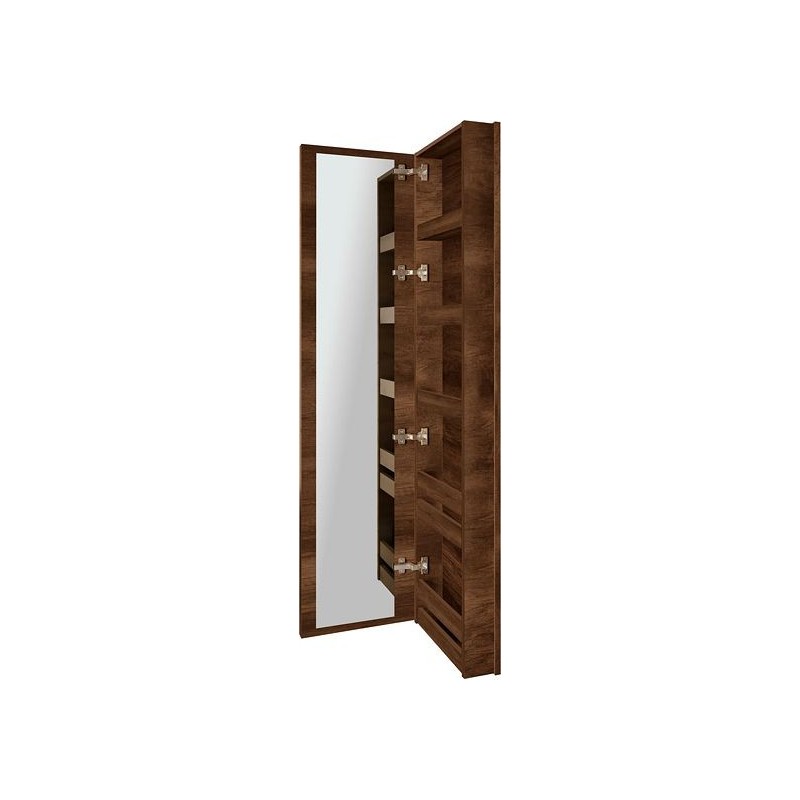 Commode miroir Coffee étroite 1 porte droite 40 chêne decor rouille
