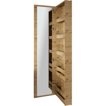 Commode miroir Coffee étroite 1 porte droite 40 chêne decor urban