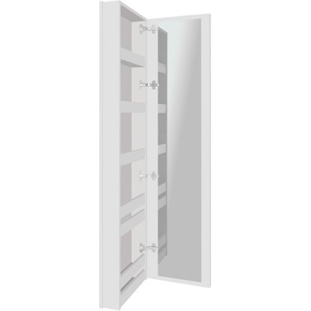 Commode miroir Coffee étroite 1 porte gauche 40 blanc mat