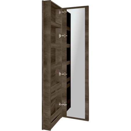 Commode miroir Coffee étroite 1 porte gauche 40 châtaigne