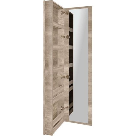 Commode miroir Coffee étroite 1 porte gauche 40 chêne decor flanelle