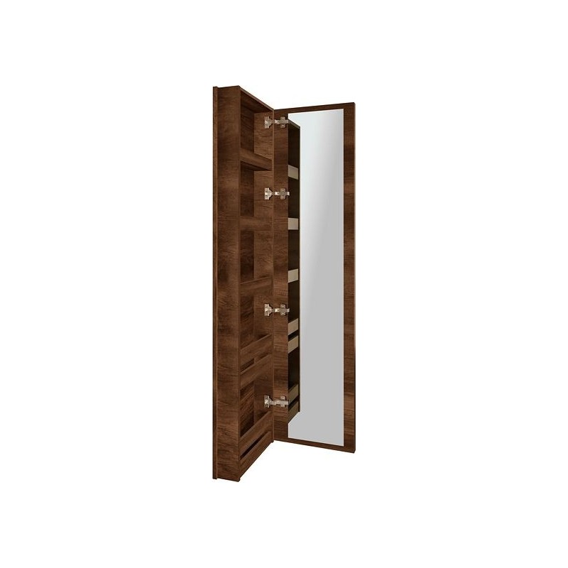 Commode miroir Coffee étroite 1 porte gauche 40 chêne decor rouille