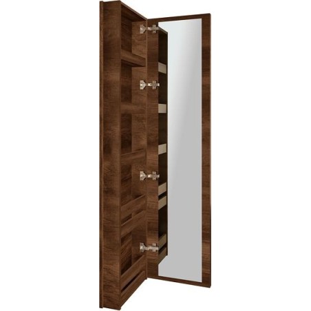 Commode miroir Coffee étroite 1 porte gauche 40 chêne decor rouille