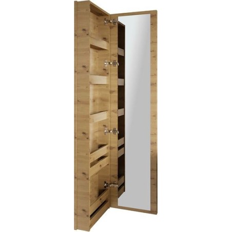Commode miroir Coffee étroite 1 porte gauche 40 chêne decor urban