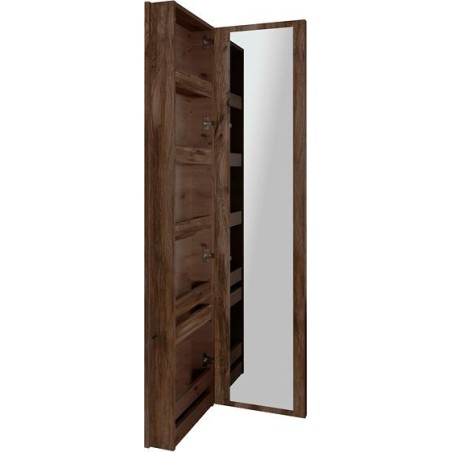 Commode miroir Coffee étroite 1 porte gauche 40 noyer decor velours