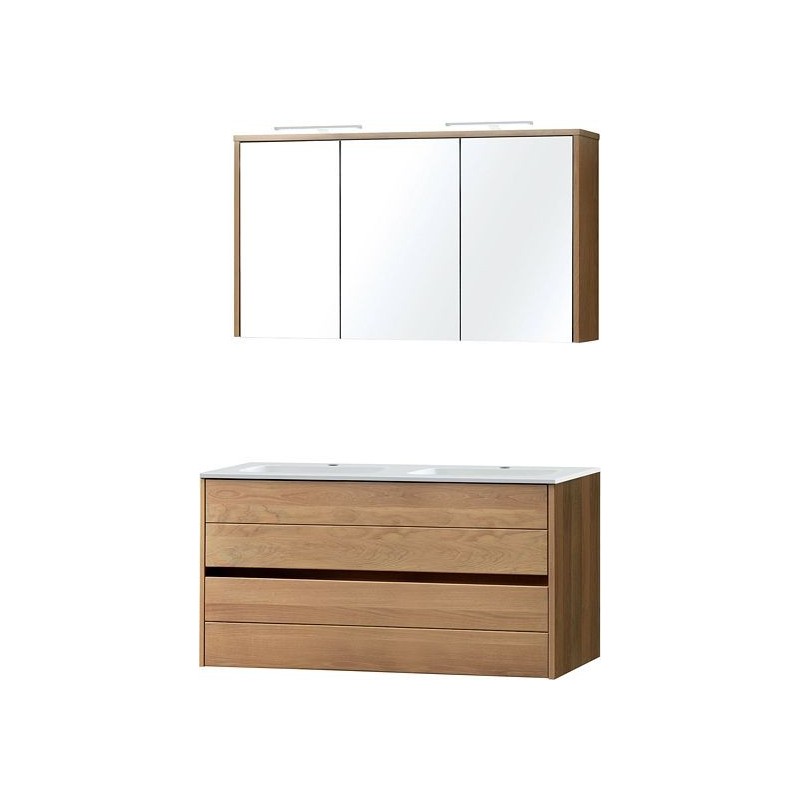 Meuble Combo coloris chêne brut 120 marbre synthétique avec armoire toilette