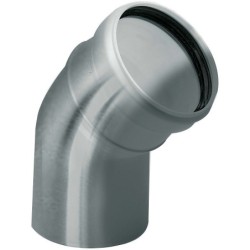 Uniflow coude 80mm 45° inox