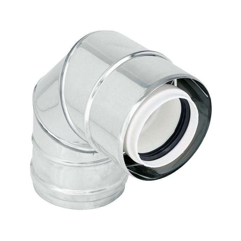 Uniflow coude concentrique 80/125mm 90° inox/PP